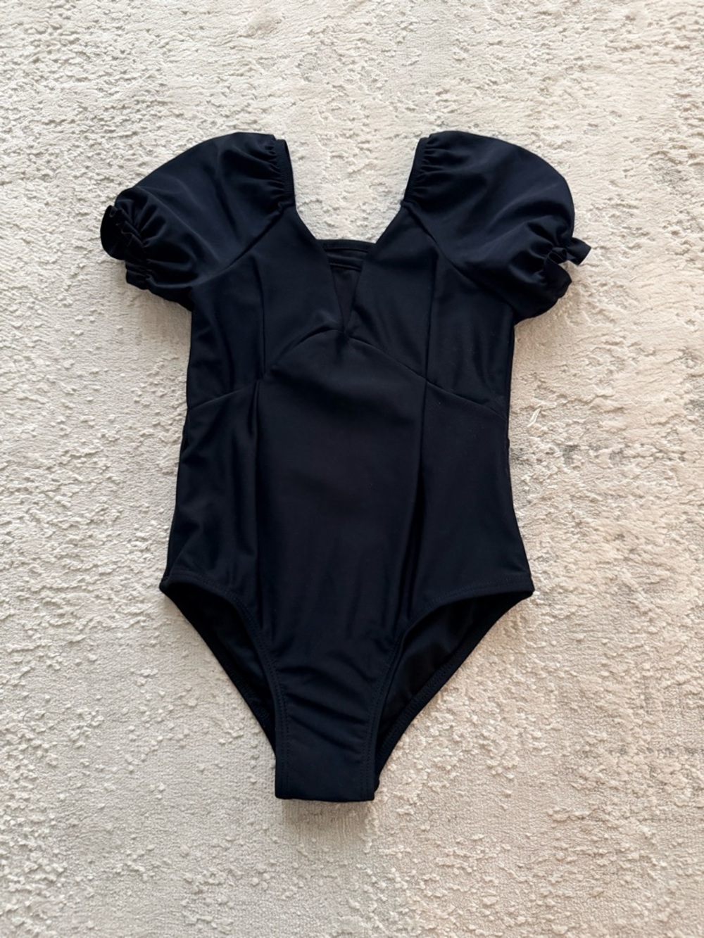 balera Black Puff Sleeve Dance Leotard